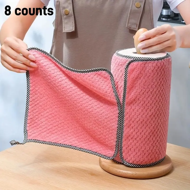 Kitchen Cleaning Cloth, 8 Counts Bamboo Fiber Dish Cloth, Water Absorbent Cleaning Cloth for Kitchen, Soft Cleaning Towel, Household Cleaning Supplies