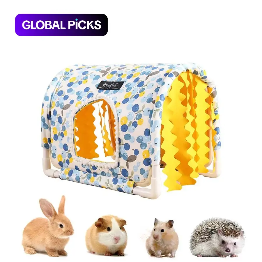 Guinea Pig Hideout Tassel Tunnel, Rabbit Hideout Open-Bottom Guinea Pig Bed, Thickened Frame & Breathable Bunny Bed, Easy-to-Clean, Bunny Supplies, Small Animal Indoor Habitat for Ferrets, Hedgehogs & Hamsters #GLOBAL PICKS