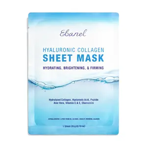 Ebanel Hyaluronic + Collagen Mask 1-Pack, Firm Brighten & Hydrate, Infused with Hyaluronic Acid, Aloe Vera, and Collagen Peptides for Soothing Calming Skin Repair