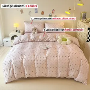 Polka Dot Pattern Bedding Set, 3 Counts/set including 1 Duvet Cover and 2 Pillowcases without Filler, Soft Comfortable Bedding for Bedroom, Soft Bedding Sets