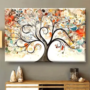 1pc Framed Painting Fantasy Love Tree Canvas Posters And Prints Wall Art Pictures With Frame For Living Room & Bedroom, Home Decoration, Festival Gift For Her/Him, Ready To Hang