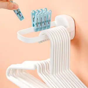 1PC Multi-Functional Foldable Wall-Mounted Clothes Rack, No Drill Storage Organizer for Balcony Drying Hooks, Space-Saving Solution