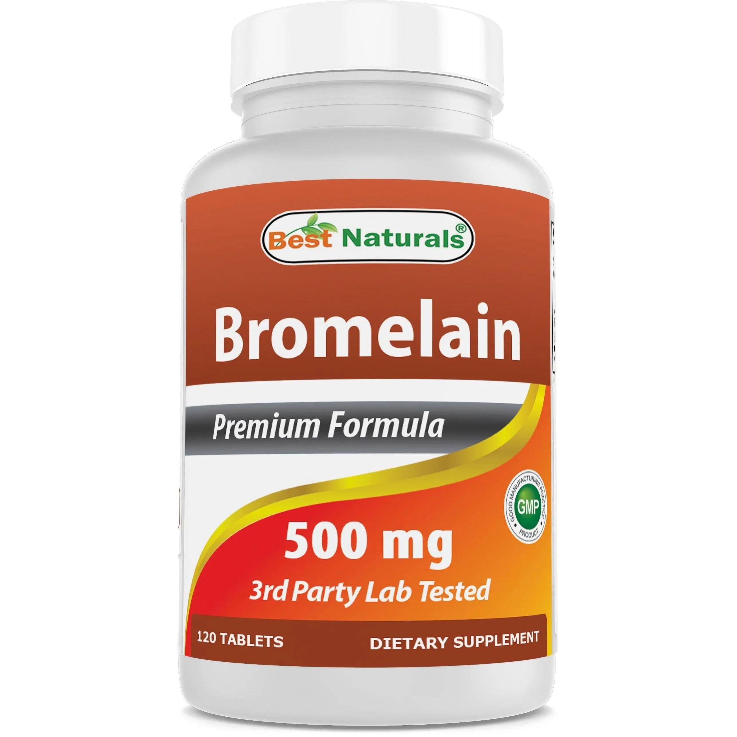 Best Naturals Bromelain 500 mg 120 Tablets Non-GMO Gluten-Free Healthcare Supplement Made in USA GMP Compliant