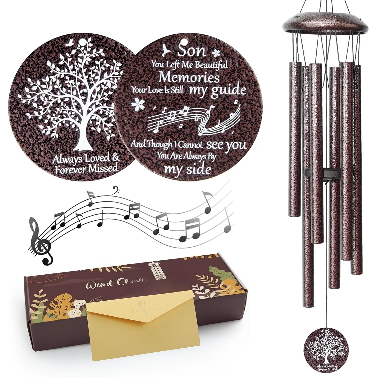 Memorial Gifts for Loss of Son, 25'' Memorial Wind Chimes for Loss of Son, Sympathy Gifts Bereavement/Condolence/Remembrance Gifts