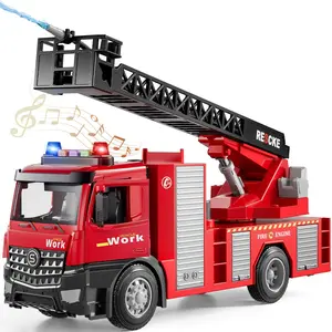 Fire Truck Toy with Water Spray Light and Sound Push and Go Fire Engine for Indoor Outdoor Play Birthday Holiday Christmas Gift