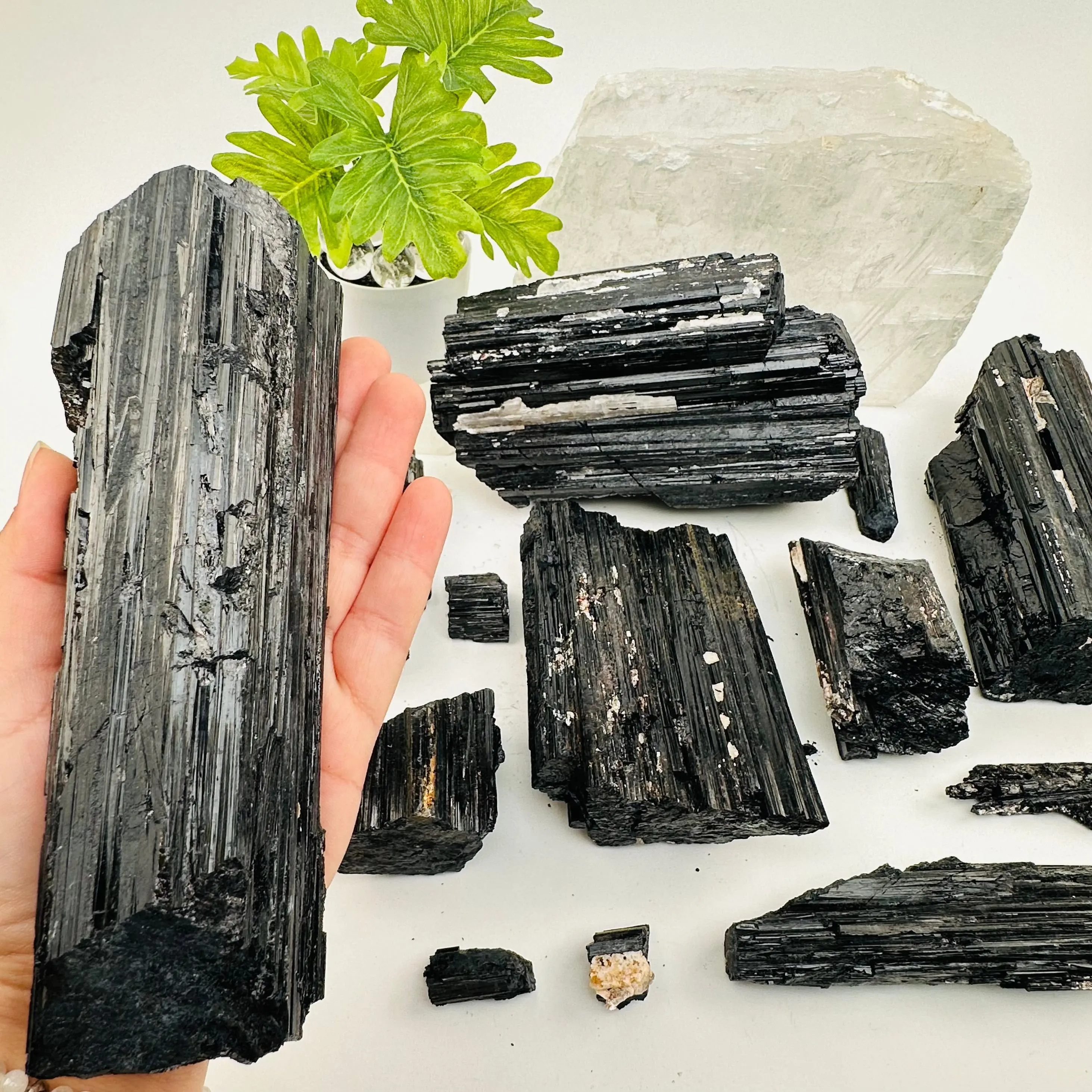 Black Tourmaline Rough Crystal (Natural Raw Gemstone – By Weight)