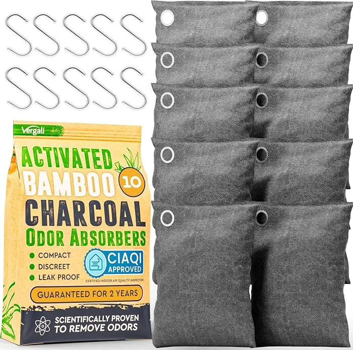 Vergali Bamboo Charcoal Odor Absorber Bags (10-Pack)