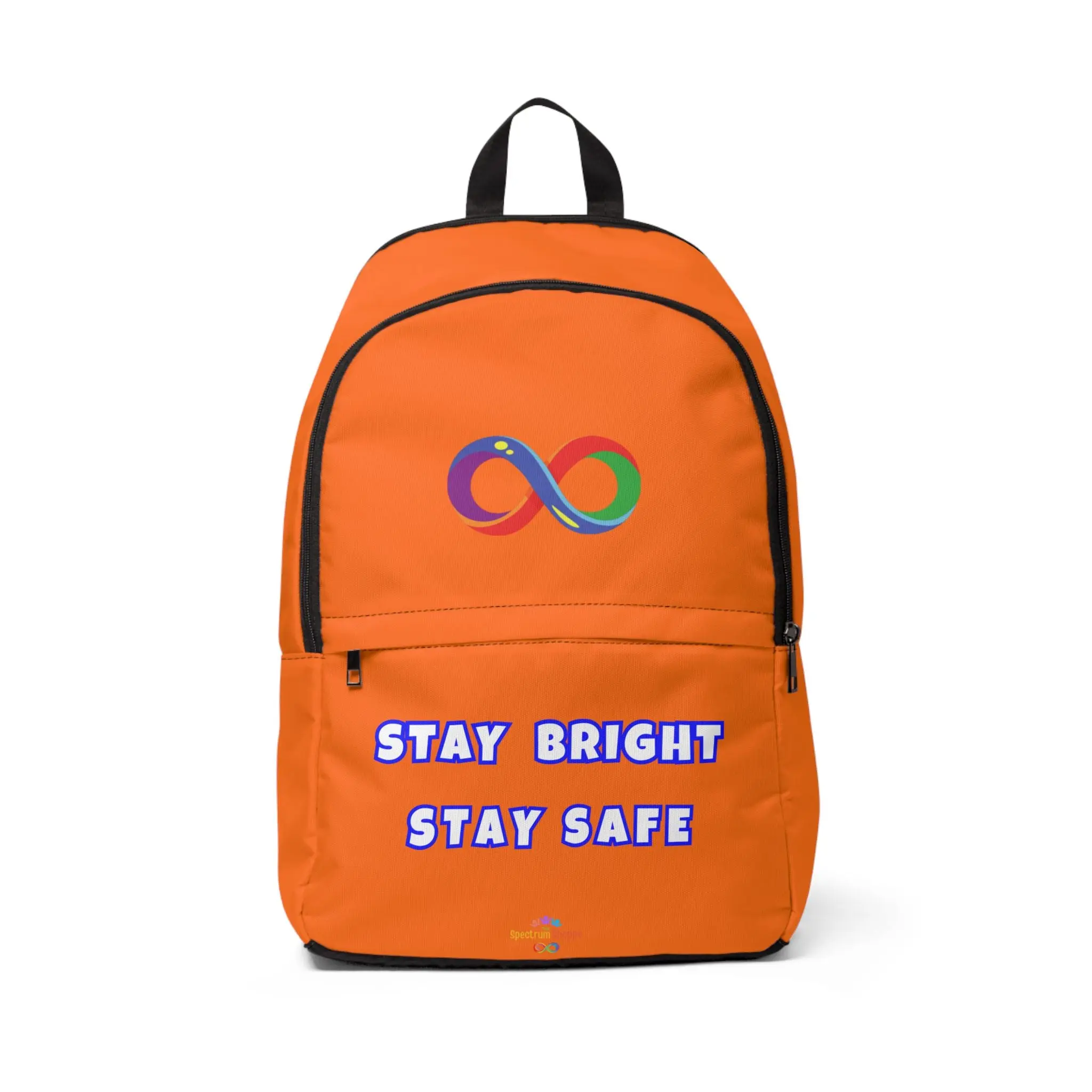 Autism Safety Backpack | Neon Orange Stay Bright Stay Safe