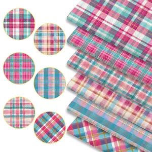 6pcs Preppy Style Christmas Plaid Fabric Bundles, 45cm*50cm/17.72in*19.69in Holiday Tartan Pattern Fabric Squares for Quilting, Patchwork Sewing Material for Bedding, Tablecloth, Bags, Headbands, Pillowcases