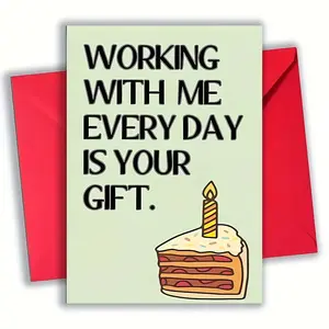 Cartoon Cake Design Birthday Card with Envelope, Tearable Greeting Cards, 1 Count Humorous Birthday Card for Boss, Friend and Colleague, Fun Party Cards, Birthday Gift