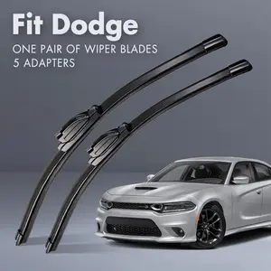 Fit Dodge,Universal All-Season Windshield Wipers Ultra Quiet Frameless Blades, OEM Quality,Streak-Free 5 Adapters,  Easy Install Car Parts