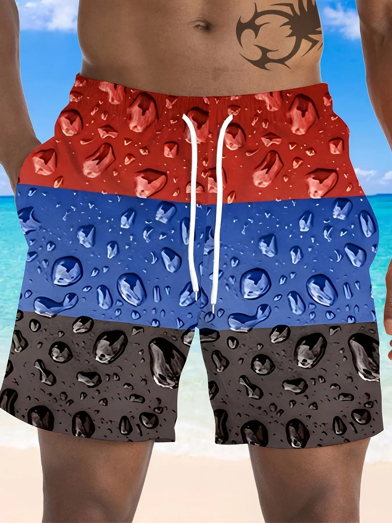Stretch Fabric with Elastic Waist Drawstring, Machine Washable Summer Casual Swimwear, Casual Summer Shorts | Stylish Drawstring Shorts | Stretchable Material, , Surf Shorts, Mens Swim Shorts with Liner Brief, Dissolvable Swimming Shorts, Swimsuit for Men