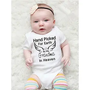 Hand Picked for Earth By My Grandpa/grandma In Heaven Baby Bodysuit Romper Summer Short Sleeve Jumpsuit Ropa