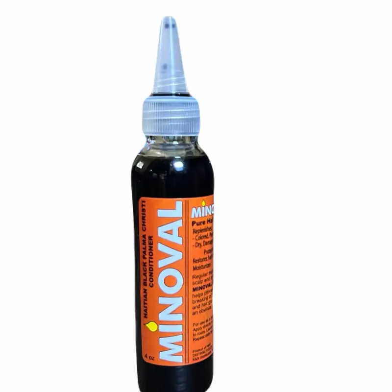 Minoval Pure Haitian Black Palma Christi Castro Oil 4oz Hair Oil for Natural Hair Care - Moisturizing & Conditioning
