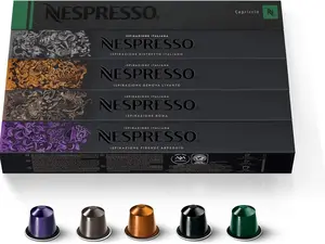 Nespresso Capsules Original Line, Ispirazione Variety Pack, Medium & Dark Roast Espresso Coffee, 50 Count Coffee Pods Beverage