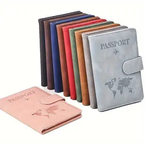 1Pc Anti Theft Travel Passport Card Bag, Multifunctional Passport Protection Cover, Multi Card Passport Clip, PU Leather