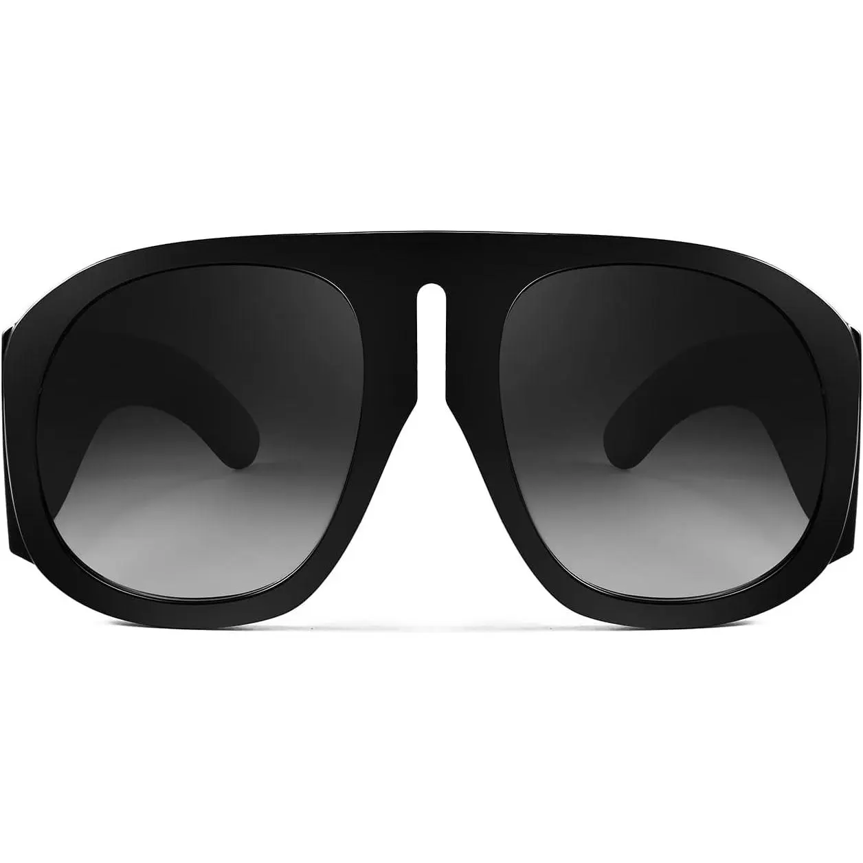 EyeconicFinds Unisex Retro Oversized Flat-Top Aviator Sunglasses, 70s-80s Vintage Shield Shades, Polarized Polycarbonate Lenses, Lens Height: 58mm, B2745