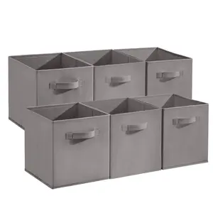 12-Pack Collapsible Fabric Storage Cubes, 11-Inch Foldable Organizer Bins with Handles for Closet, Shelves, Nursery & Home Decor, Gray/Black/Beige/Pink