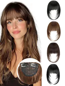 Fashion High-Temperature Fiber Synthetic Clip In Bangs Hair Extensions, Invisible Clip-In Bangs for Women, Multi-Color French Style, Lightweight Natural Look, Invisible Extension Hairpiece