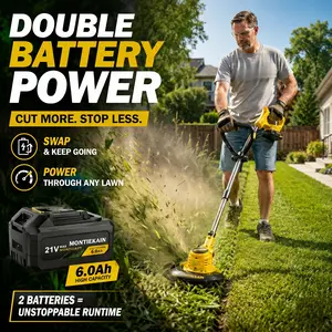 Cordless String Trimmer & Lawn Edger, Dual Battery Long Runtime Portable Storage Quiet Oil-Free Ultra-Light Body with Sharp Blades, for Garden Yard Lawn Farm – Great Gift for Dad Husband Housewarming