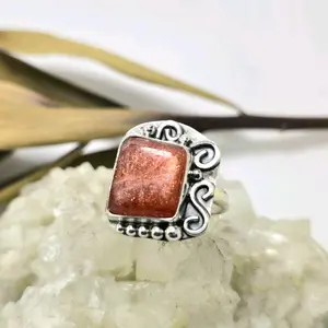 Jen's Jewels Size 10 Sunstone and Sterling Silver Ring, Ring Size 10, Sunstone Ring
