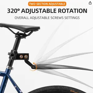 ROCKBROS Bike Fender Adjustable Rear Fender Bike Mudguard MTB Fender Cycling Mud Guard Splash Guard with Taillight