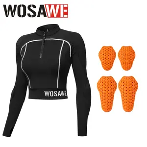 WOSAWE Womens Motorcycle Jacket Cropped Half Zipper Pullover Padded Summer Motorbike Shirt Scooter Riding Gear