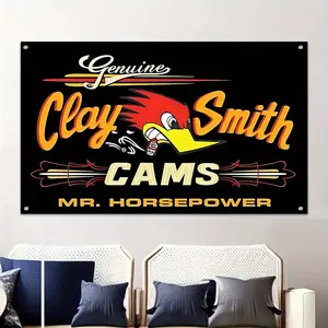 2D Flat Banner 1pc, Mr. Smith Racing Flag, Polyester Print, Plaid Design, Garage Man Cave Outdoor Garden Decor, No Power Needed, Outdoor Banners