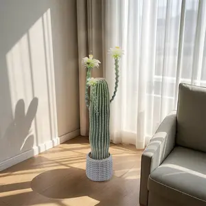 1PC EVA Realistic Fake Cactus Plant 36 Inch Artificial Large Prickly Textured Cactus with Pot for Indoor Outdoor Home Office Living Room Bedroom Entryway Porch Decor-E Decorative Fruit Faux Round