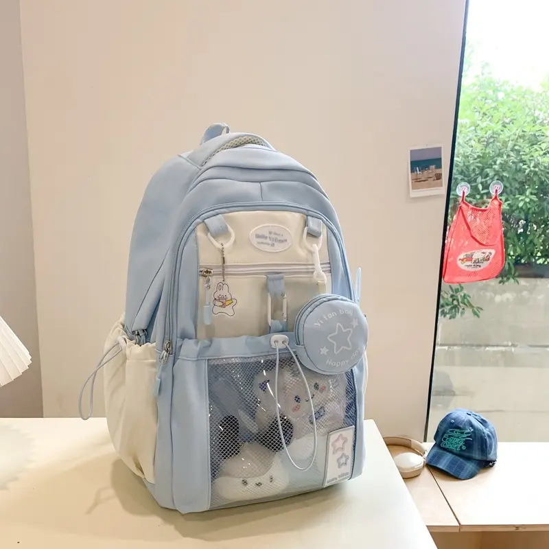 Cute doll display backpack, mesh backpack, girl style daily casual school bag