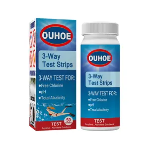 OUHOE 3-in-1 pH Test Strips — Pool Water Quality, Total Alkalinity, Hardness, and Acidity/Alkalinity Testing