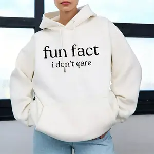 Fun Fact: I Don't Care Hoodie – Unisex sarcastic and humorous slogan sweatshirt, a fashionable statement hoodie, comfortable and stylish fun apparel.