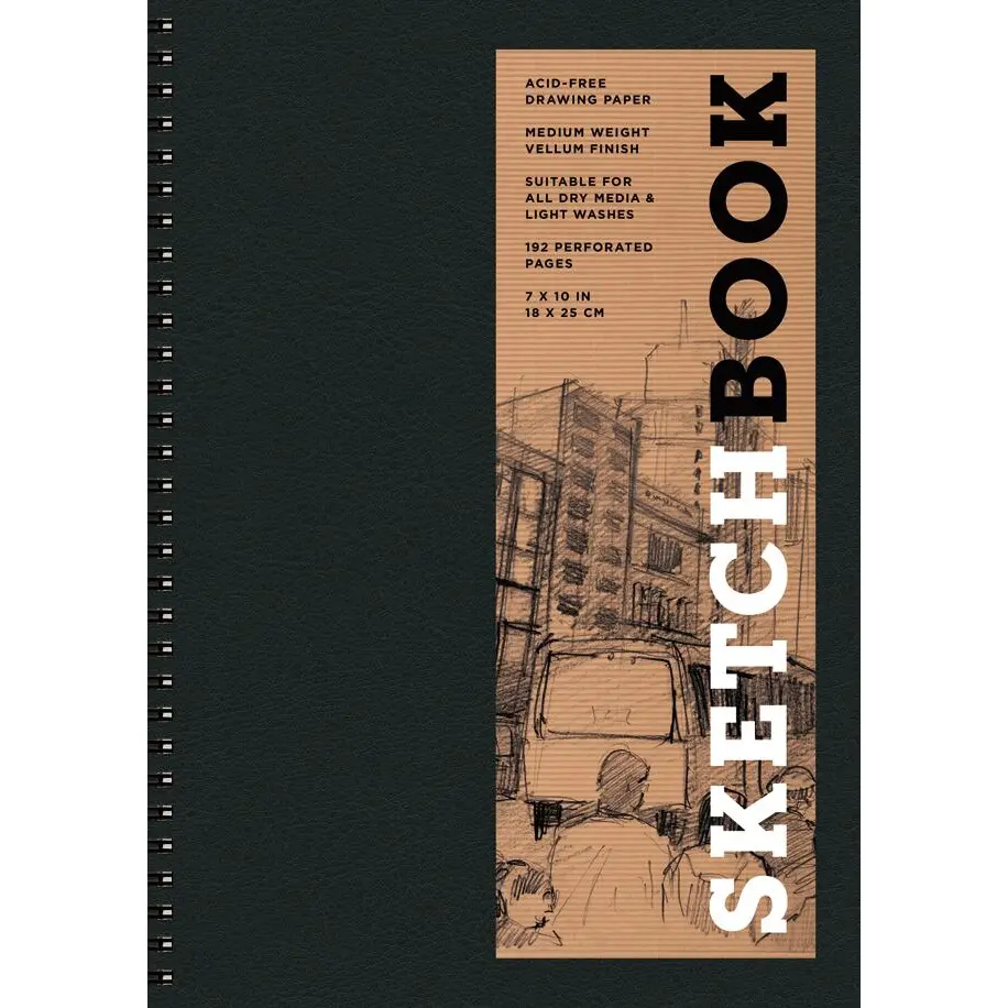 Sketchbook 7 x 10" Black Spiral Hardcover Mixed Media Sketchbook for Drawing Sketchbook 7 x 10" Black Spiral Hardcover Mixed Media Sketchbook for Drawing