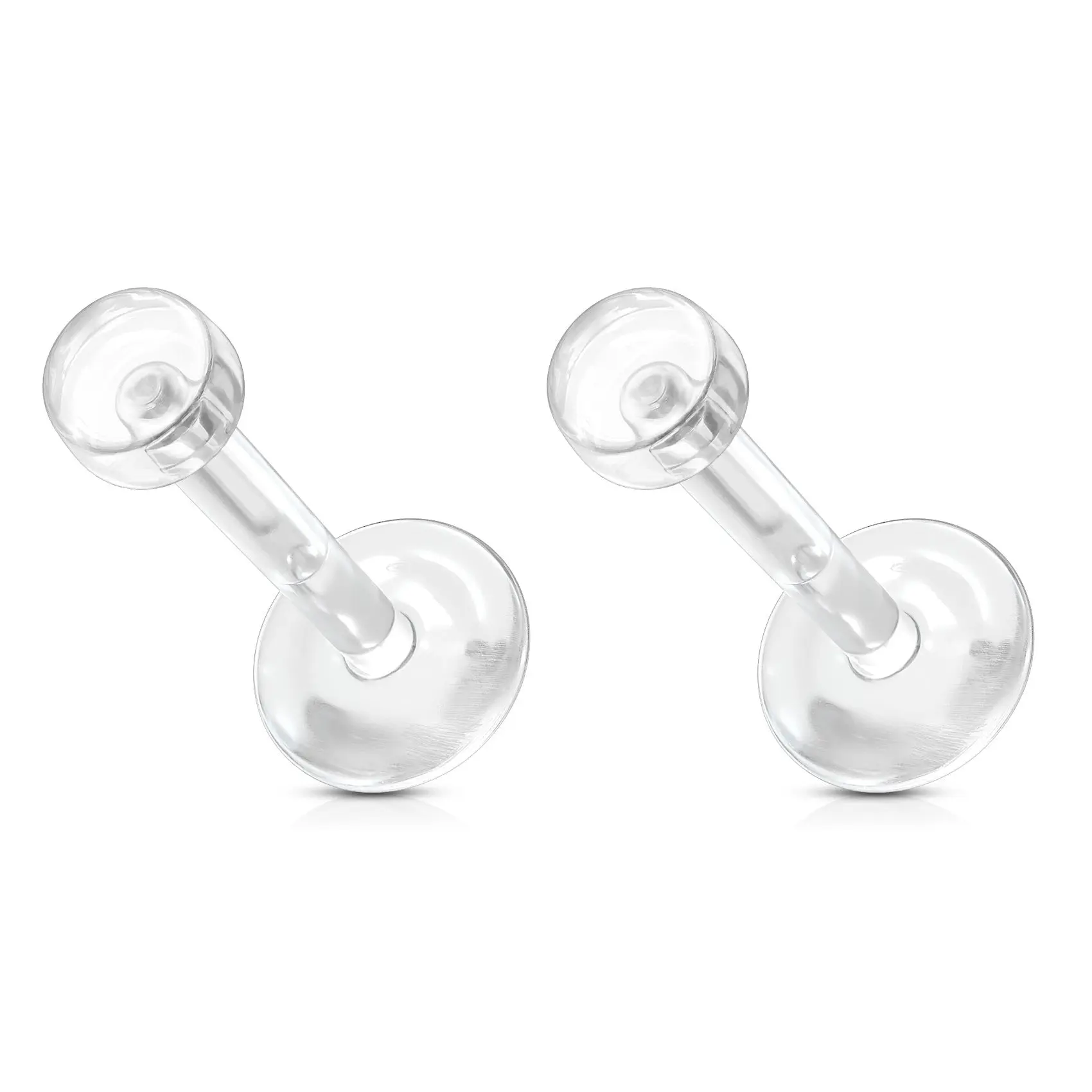 Clear Bioflex 3mm Flat Push Top Piercing Retainers - Pair