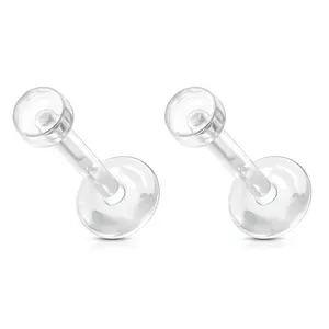 Clear Bioflex 3mm Flat Push Top Piercing Retainers - Pair