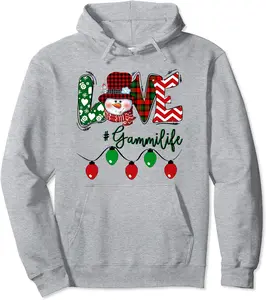 Gammi Snowman Love Gammi Life Christmas Red Plaid Pullover Hoodie - Rosazamorap Shop 33B09MLR7MTS