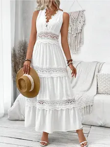 Ethereal Swiss Dot Lace Maxi Dress