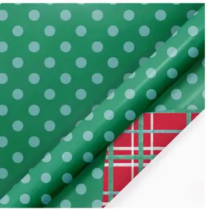 Reversible Christmas Wrapping Paper White Dot/Plaid