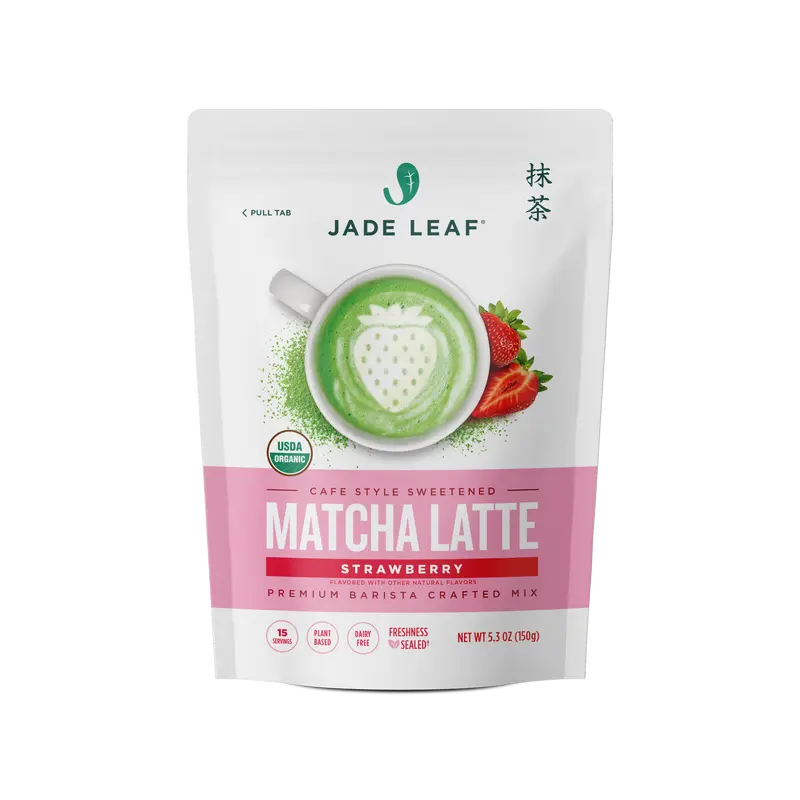 Organic Strawberry Matcha Latte Mix - Cafe Style Sweetened Beverage, Vegan & Gluten-Free, USDA Certified, 5.5 oz Coffee Blend