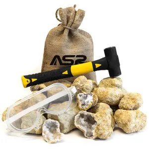 ASR Outdoor 12pc Break Your Own Geodes Kit - Discover Stunning Crystals Hidden Within Natural Geodes