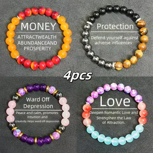 4 Pcs Exquisite Bohemian Beaded Bracelet - Natural Citrine, Malachite, Jewelry for Banquet Party, fashion artificial bracelet of the day party banquet elegant bohemian Colorblock Beaded Crystal Bracelet