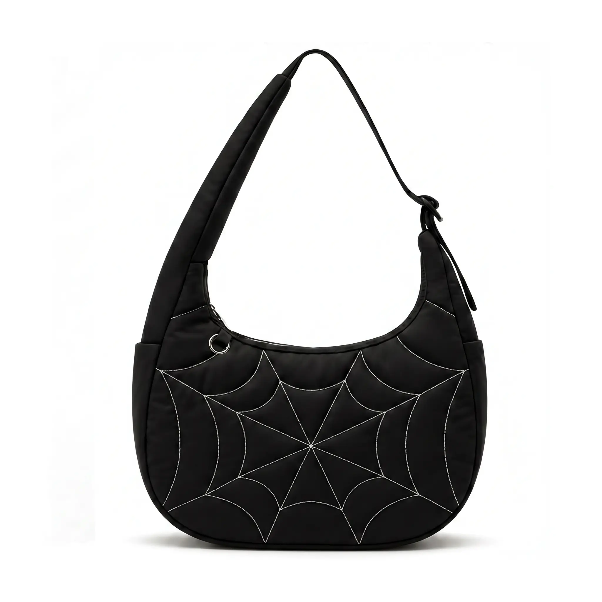 Quilted Down Bags Puffy Nylon Moon Handbag, Designer Crossbody Shoulder Bag with Adjustable Dual-Strap, Spring Edition, Shoulder Bags