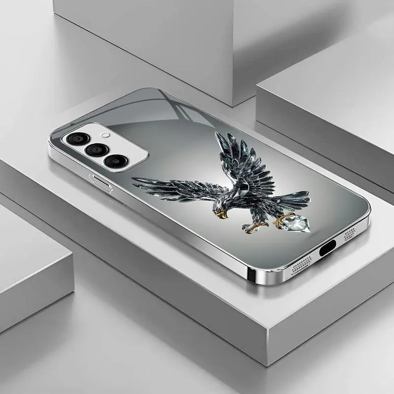 Galaxy A15 Smartphone Case - Handheld Cellphone Casing with Light Luxury Crystal Eagle & Scorpion Patterns, Electroplated Glass, Exquisite Protection 995