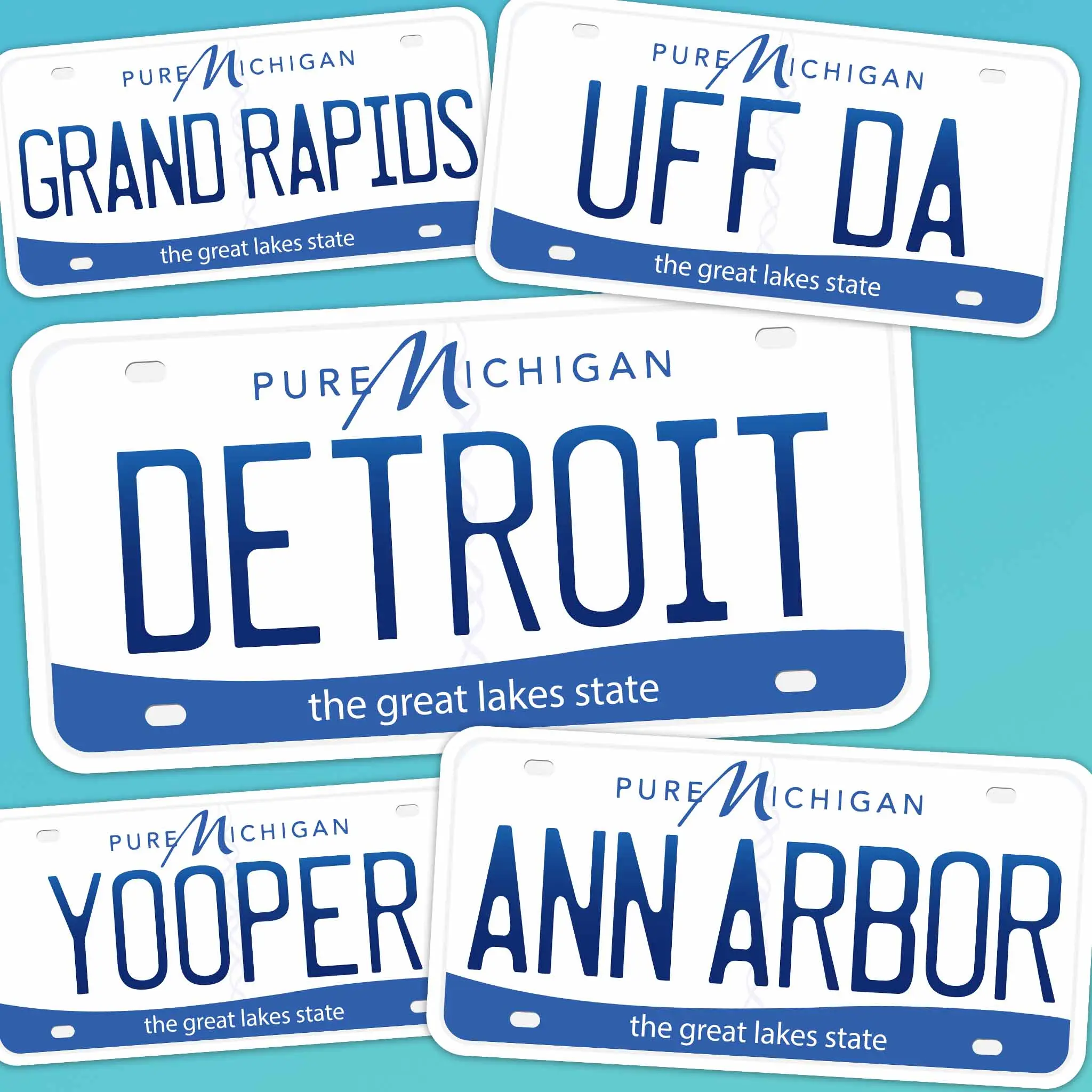 Michigan License Plate Sticker - Choose from 10+ MI Cities & Saying Decals