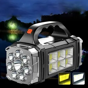 Portable Handheld Light, USB Rechargeable Flashlight with 2 Wicks & COB Side Light, Emergency Lighting for Home & Outdoor