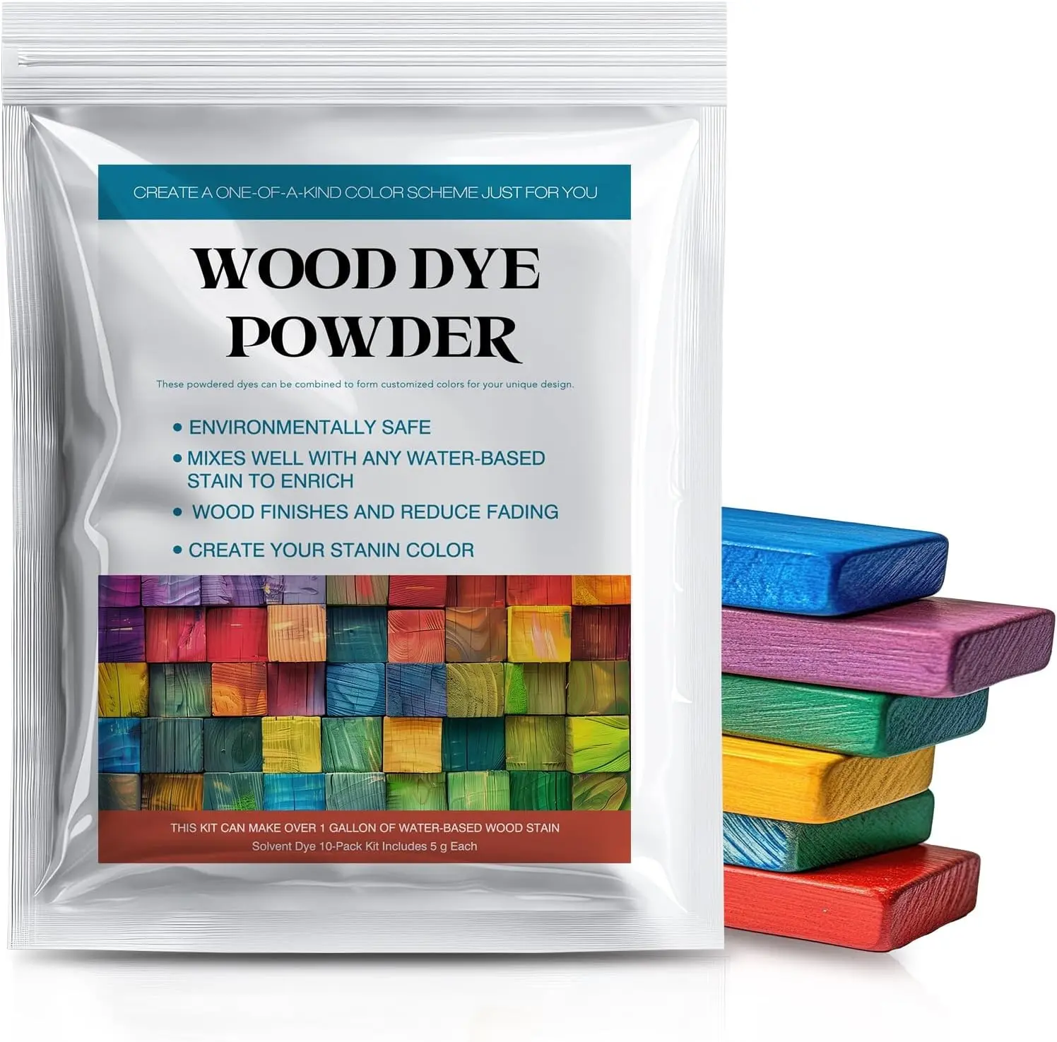 Fast Drying Powdered Wood Dye Kit - 10-Color Powder Form Stain for Indoor-Outdoor Furniture Crafts (Home Supplies)