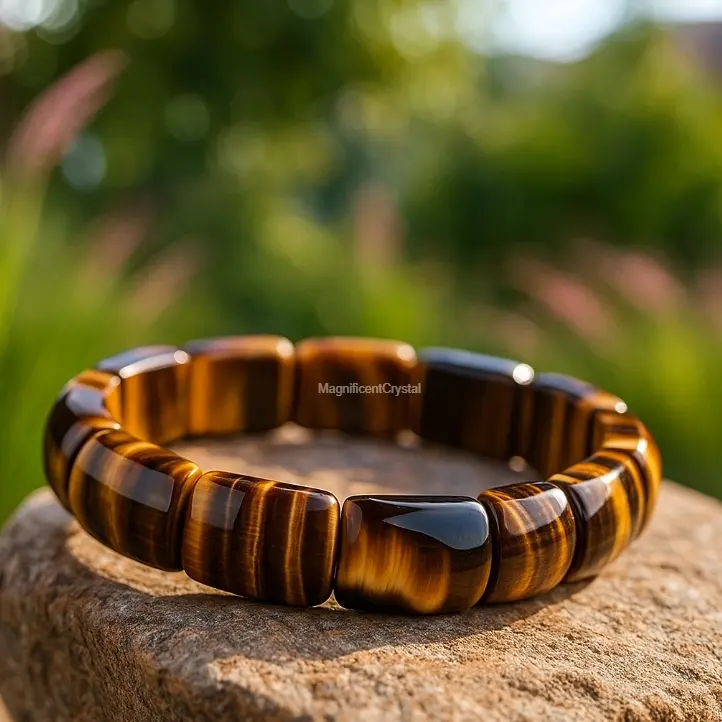 Men’s Tiger Eye Gemstone Bracelet, Energy Protection Grounding Bracelets Jewelry, Christmas Gift Option