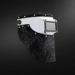White Slimline - Black Floral Welding Hood