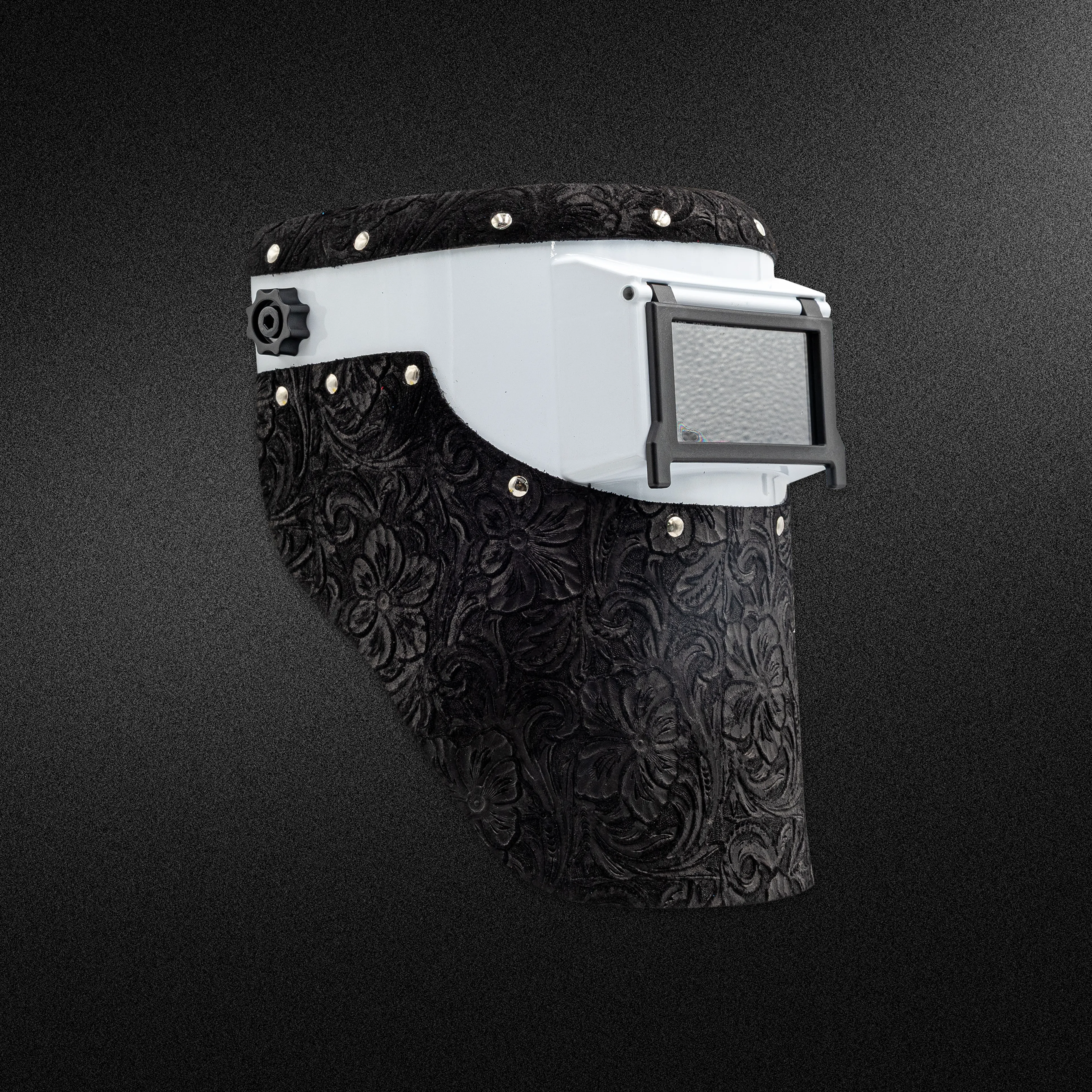 White Slimline - Black Floral Welding Hood White Slimline - Black Floral Welding Hood