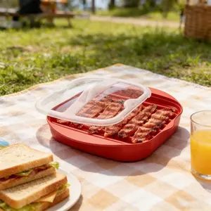 3/5sets Microwave Oven Bacon Grill Cooker Microwavable Bacon Pizza Sauce Tray Kitchen Cooking Tool